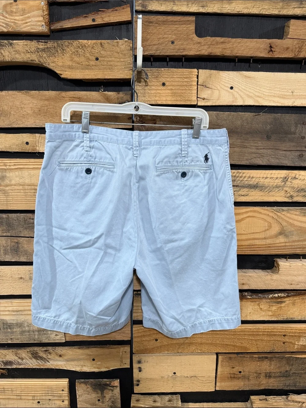 Men’s Polo Ralph Lauren 9.5” Relaxed-Fit Chino baby blue‎ shorts size 34 Preppy